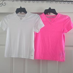 STARTER Kids V-Neck T-Shirt Set - White & Pink